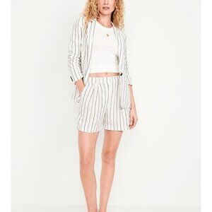 NEW Old Navy Extra High-Waisted Linen-Blend Taylor Trouser Shorts 5-inch Inseam